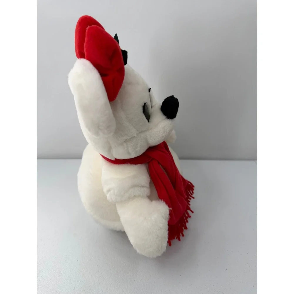 Disney Minnie Mouse Snowman Plush Holiday White Red Scarf Bow 15